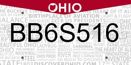 BB6S516 Ohio License Plate