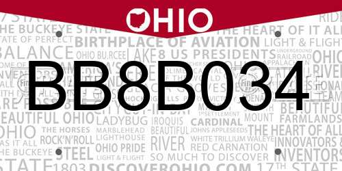 BB8B034 Ohio License Plate