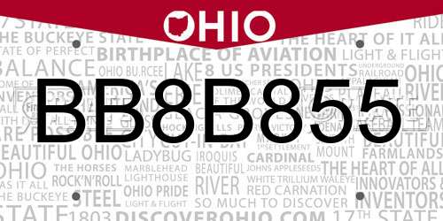 BB8B855 Ohio License Plate