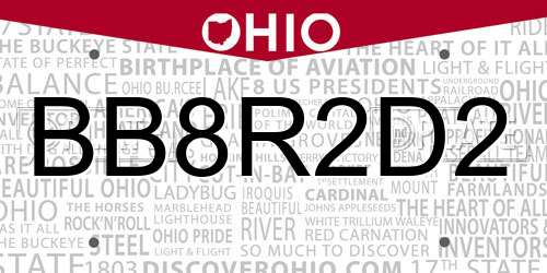 BB8R2D2 Ohio License Plate