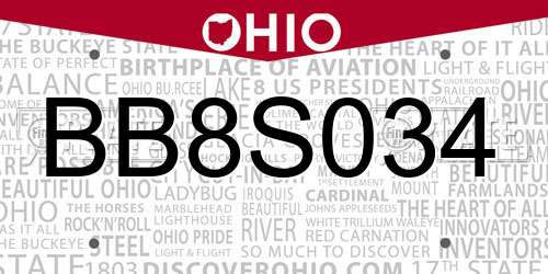 BB8S034 Ohio License Plate