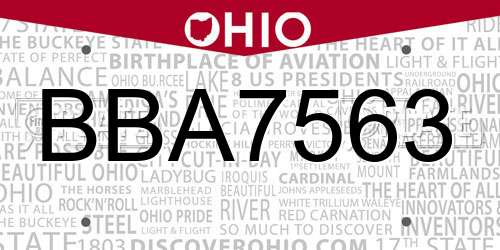 BBA7563 Ohio License Plate