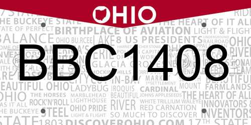BBC1408 Ohio License Plate