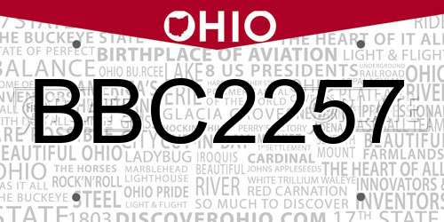 BBC2257 Ohio License Plate