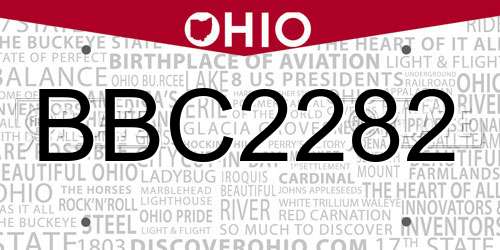 BBC2282 Ohio License Plate
