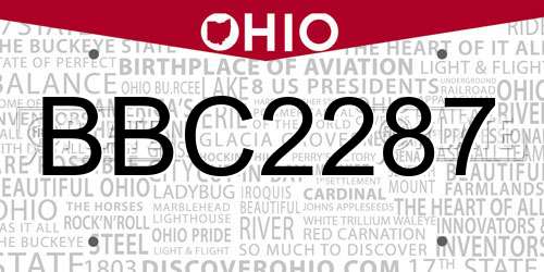 BBC2287 Ohio License Plate