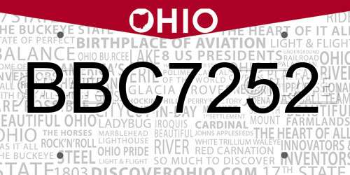 BBC7252 Ohio License Plate