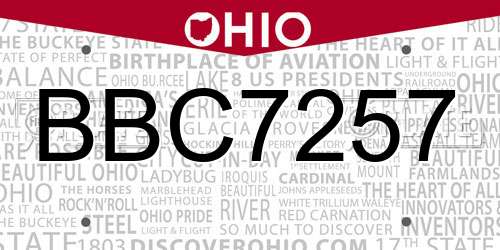 BBC7257 Ohio License Plate