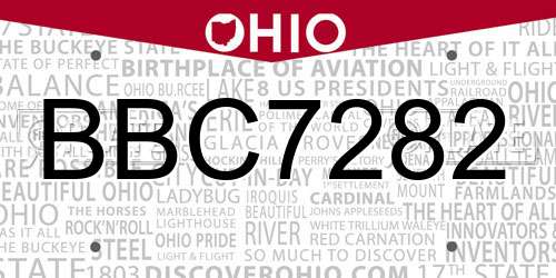 BBC7282 Ohio License Plate
