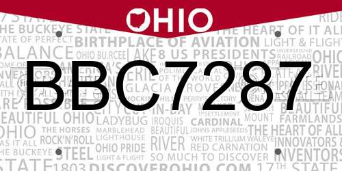 BBC7287 Ohio License Plate