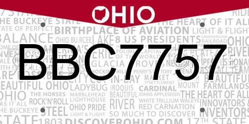 BBC7757 Ohio License Plate