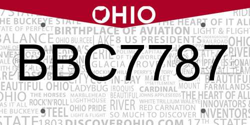 BBC7787 Ohio License Plate