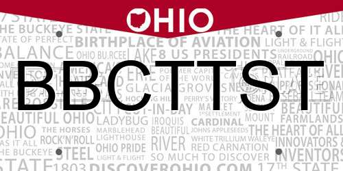 BBCTTST Ohio License Plate