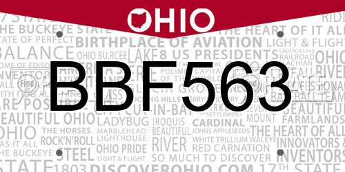 BBF563 Ohio License Plate
