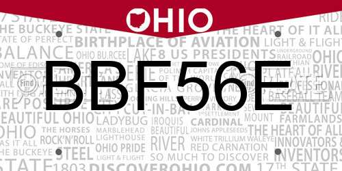 BBF56E Ohio License Plate