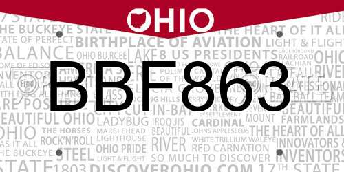 BBF863 Ohio License Plate