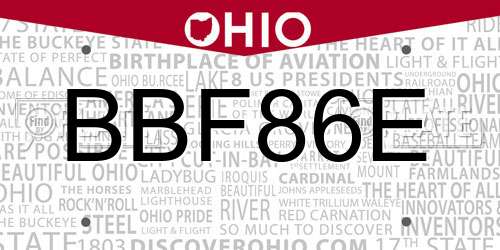 BBF86E Ohio License Plate