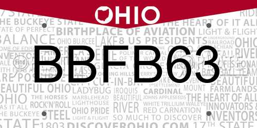BBFB63 Ohio License Plate