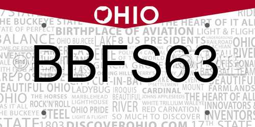 BBFS63 Ohio License Plate