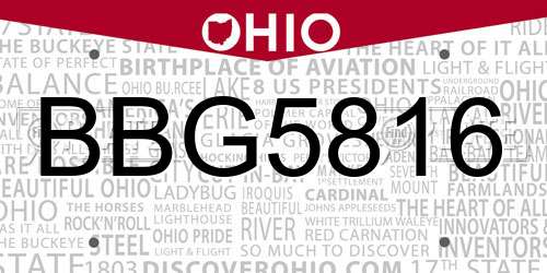 BBG5816 Ohio License Plate