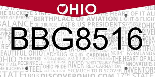 BBG8516 Ohio License Plate