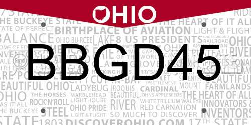 BBGD45 Ohio License Plate