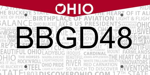 BBGD48 Ohio License Plate