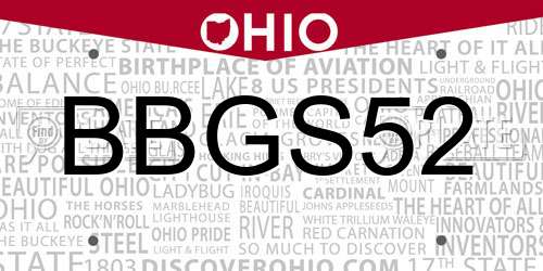 BBGS52 Ohio License Plate