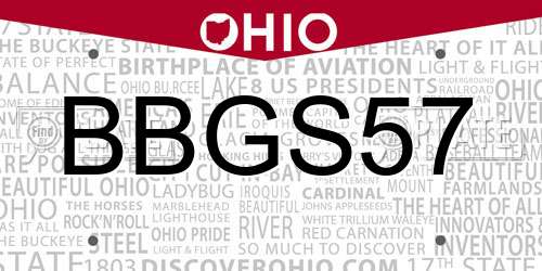 BBGS57 Ohio License Plate