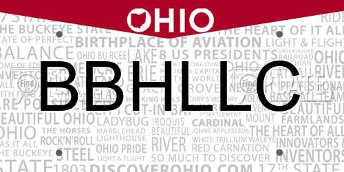 BBHLLC Ohio License Plate