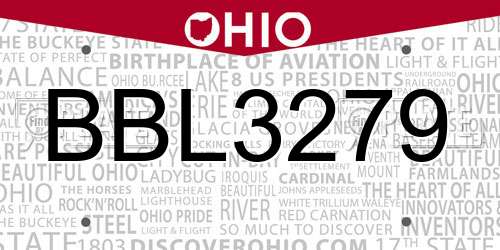 BBL3279 Ohio License Plate