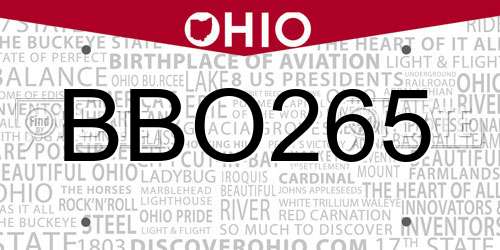 BBO265 Ohio License Plate