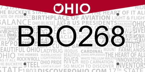 BBO268 Ohio License Plate