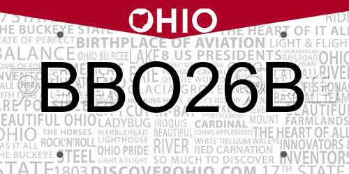 BBO26B Ohio License Plate