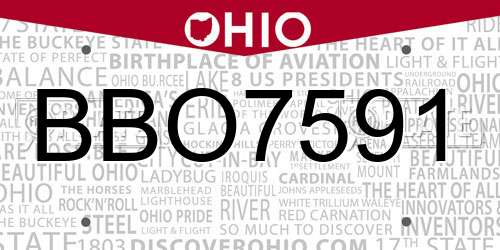 BBO7591 Ohio License Plate