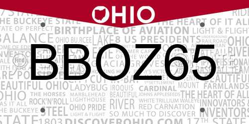 BBOZ65 Ohio License Plate