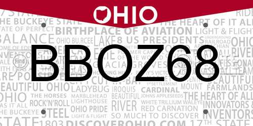 BBOZ68 Ohio License Plate