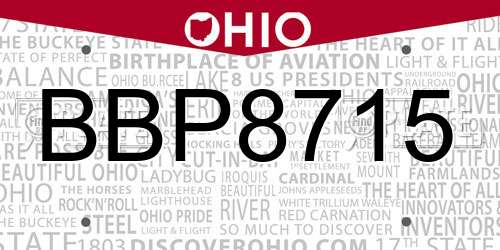 BBP8715 Ohio License Plate
