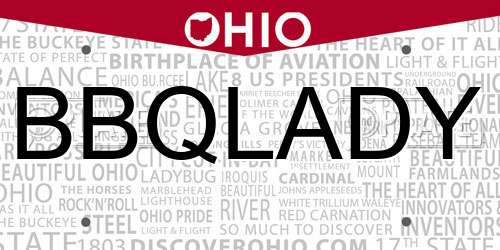 BBQLADY Ohio License Plate