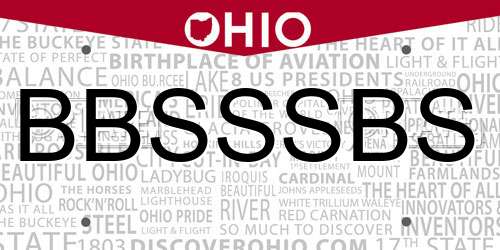 BBSSSBS Ohio License Plate