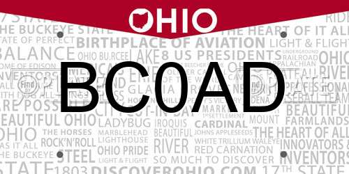 BC0AD Ohio License Plate
