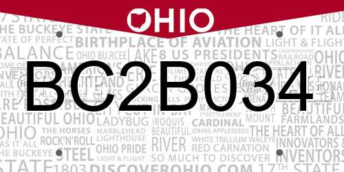 BC2B034 Ohio License Plate