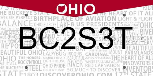 BC2S3T Ohio License Plate
