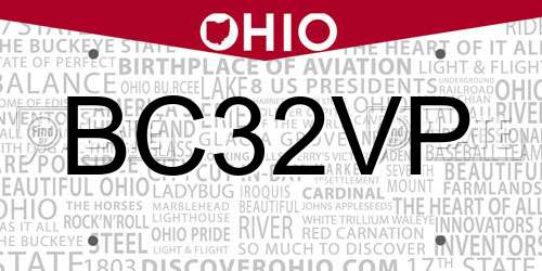 BC32VP Ohio License Plate