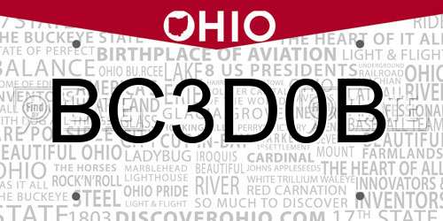 BC3D0B Ohio License Plate