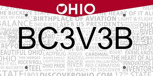 BC3V3B Ohio License Plate