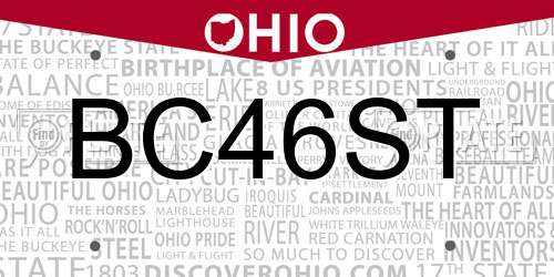 BC46ST Ohio License Plate