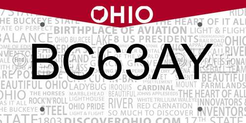 BC63AY Ohio License Plate