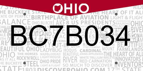 BC7B034 Ohio License Plate