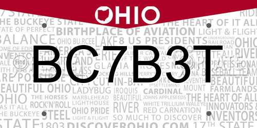 BC7B3T Ohio License Plate